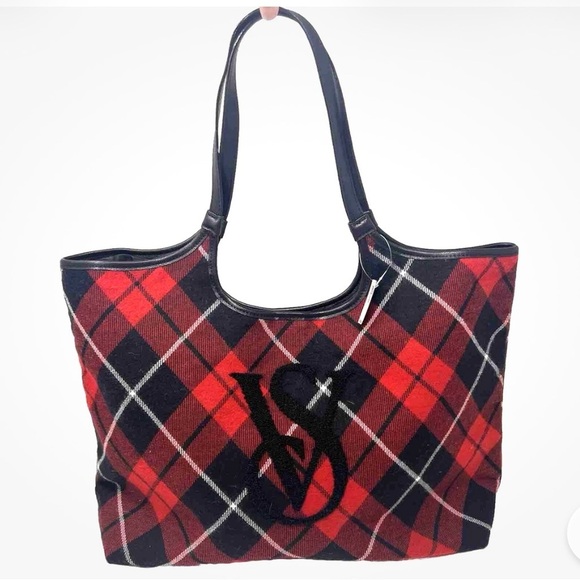Victoria's Secret Handbags - Victoria's Secret Red & Black Buffalo Plaid Large Hobo Bag Shoulder Bag Tote